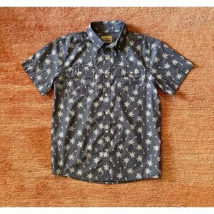 Roebuck & Co Boys L (14/16) Palm Tree Short Sleeve Button Shirt Blue